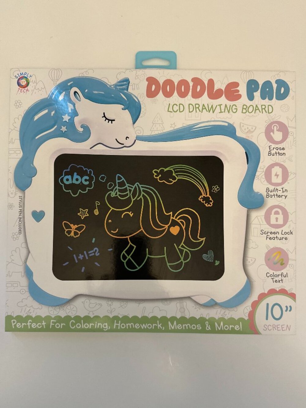 Unicorn Doodle Pad LCD Drawing Board 10” Kids Writing Tablet NIB